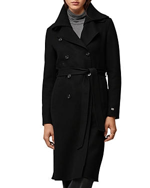 Soia & Kyo Double Breasted Ribbed Collar Coat In Black