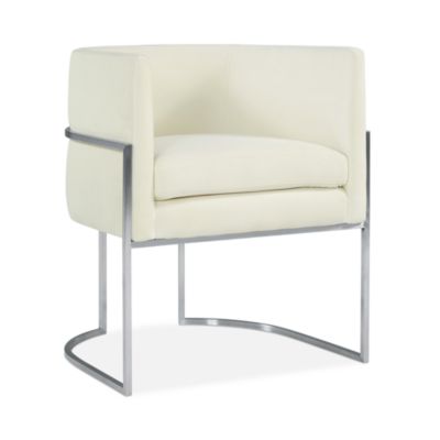 TOV Furniture - Giselle Cream Velvet Dining Chair with Silver Tone Legs