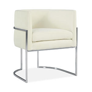 Tov Furniture Giselle Cream Velvet Dining Chair With Silver Tone Legs In White