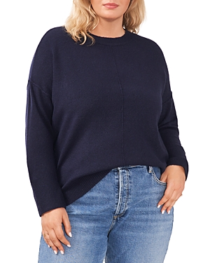 Vince Camuto Plus Vince Camuto Drop Shoulder Cozy Sweater In Classic Navy