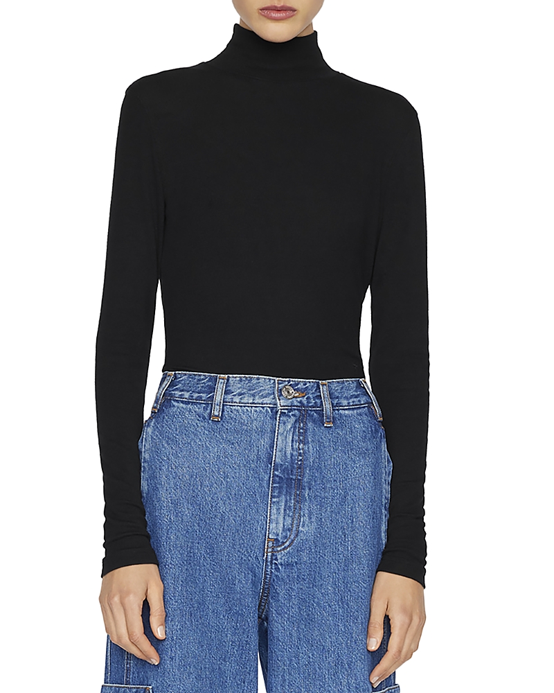 Frame High-neck Silk-blend Sweater In Noir