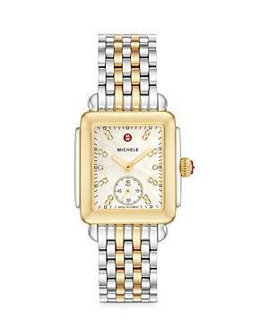 Michele Deco Mid Watch, 29mm In White/two Tone