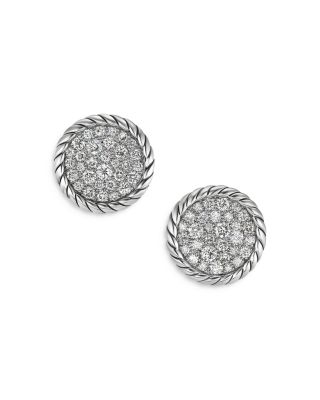 David Yurman Sterling Silver Dy Elements Diamond Cluster Stud Earrings
