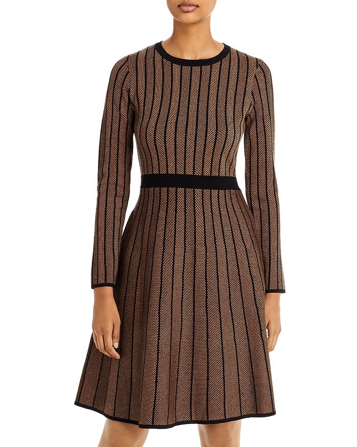 T Tahari Geo Jacquard Fit and Flare Sweater Dress Bloomingdale s