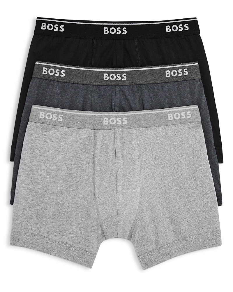 Hugo Boss 3-pack Power Stretch Cotton Trunks In Light Gray/ Gray/ Black
