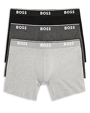 Shop Hugo Boss Power Cotton Blend Boxer Briefs, Pack Of 3 In Open Gray
