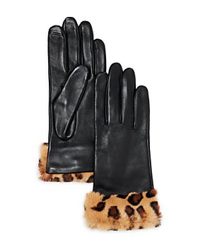 AQUA - Faux Fur Trimmed Leather Tech Gloves - 100% Exclusive