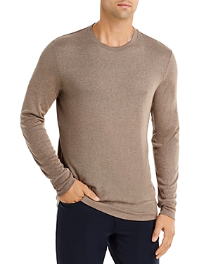 Theory Taupe Modal Essential Long Sleeve T-shirt In Fossil Melange