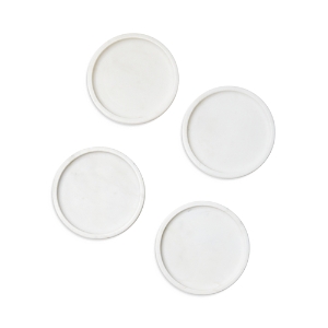 Shop Sferra Calanna Marbled Coasters, Set Of 4 In White
