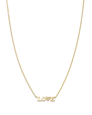 Zoë Chicco 14k Yellow Gold Itty Bitty Words Diamond Love Pendant Necklace, 14-16