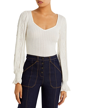 Shop Paige Europa Ribbed Sweater In Ivory
