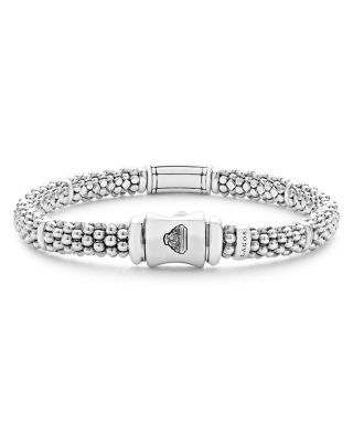 Sterling Silver Signature Caviar Pav&eacute; Diamond Station Bracelet