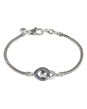 JOHN HARDY HAMMERED SILVER CHAIN CLASSIC BLUE SAPPHIRE DOUBLE LINK BRACELET