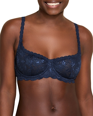 Shop Cosabella Never Say Never Lace Balconette Bra In Navy Blue