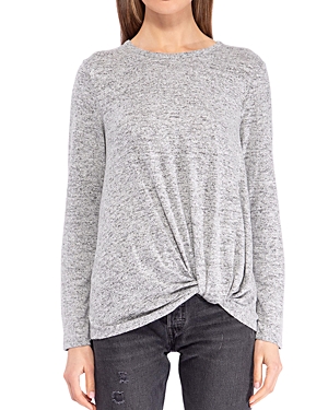 B Collection By Bobeau Twist Front Scoop Neck Top In Heather Grey