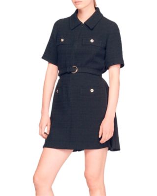 Sandro Nour Tweed Shirt Dress
