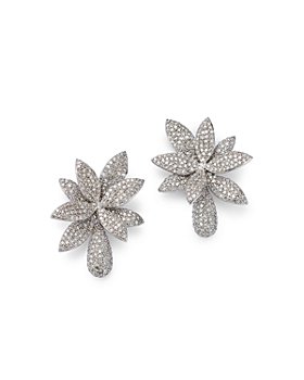 Bloomingdale's - Diamond Pavé Flower Statement Earrings in 14K White Gold, 3.10 ct. t.w. - 100% Exclusive