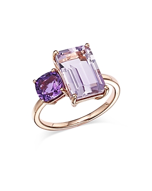 Bloomingdale's Amethyst & Pink Amethyst Ring In 14k Rose Gold - 100% Exclusive In Purple/rose Gold