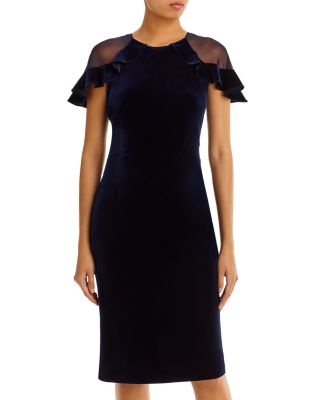 Eliza J Velvet Ruffle Sleeve Dress | Bloomingdale's