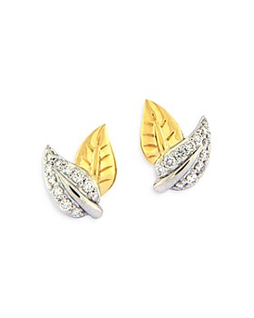 Bloomingdale's - Diamond Leaf Stud Earrings in 14K White & Yellow Gold, 0.15 ct. t.w. - 100% Exclusive