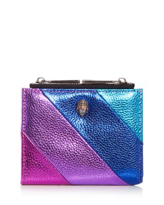 Kurt Geiger Stripe Leather Zip Around Wallet in Purple