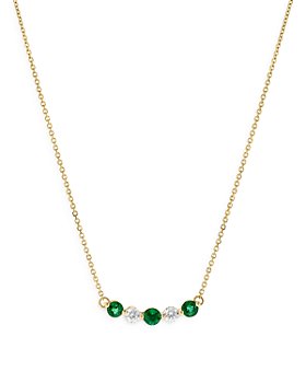 Bloomingdale's - Gemstone & Diamond Curved Bar Necklace in 14K Gold - 100% Exclusive