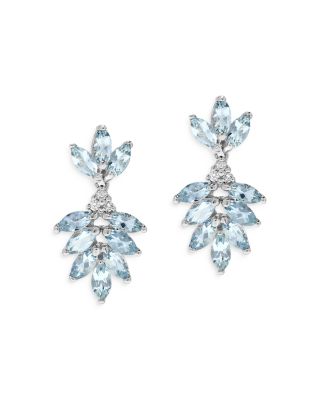 Bloomingdale's Fine Collection - Aquamarine & Diamond Statement Drop Earrings in 14K White Gold - Exclusive