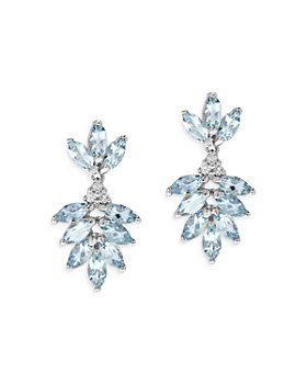 Bloomingdale's - Aquamarine & Diamond Statement Drop Earrings in 14K White Gold - 100% Exclusive