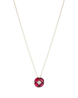 Bloomingdale's Fine Collection - Ruby & Diamond Pendant Necklace in 14K Yellow Gold, 16"- Exclusive