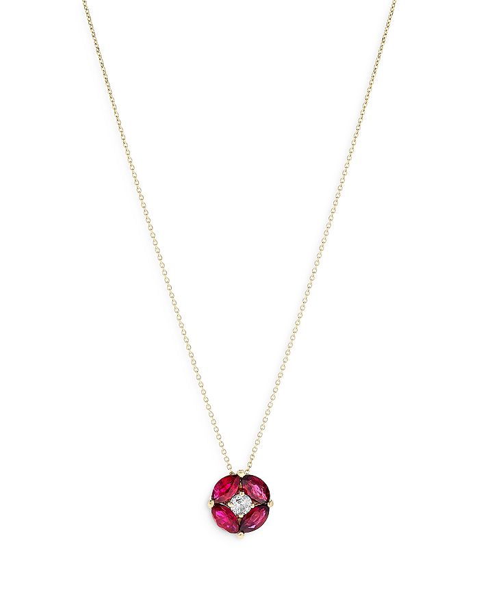 Bloomingdale's - Ruby & Diamond Pendant Necklace in 14K Yellow Gold, 16"- 100% Exclusive