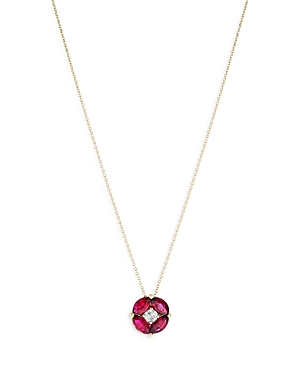 Bloomingdale's Ruby & Diamond Pendant Necklace In 14k Yellow Gold, 16- 100% Exclusive In Red/gold