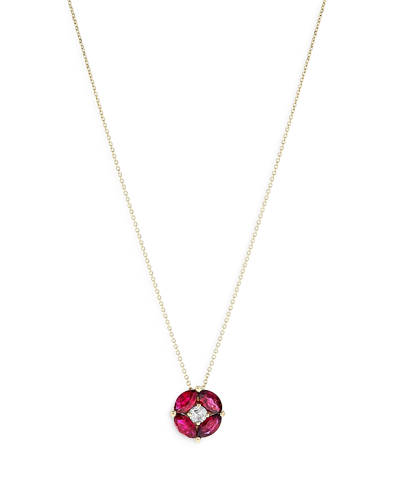 Bloomingdale's Fine Collection Ruby & Diamond Pendant Necklace in 14K Yellow Gold, 16