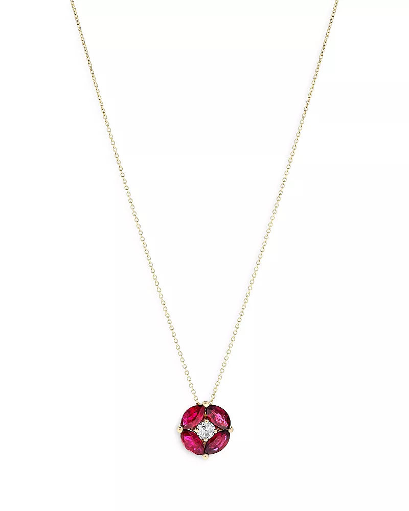 Bloomingdale's Fine Collection Ruby & Diamond Pendant Necklace in 14K Yellow Gold, 16