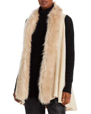 Surell - Faux Fur Trimmed Knit Vest