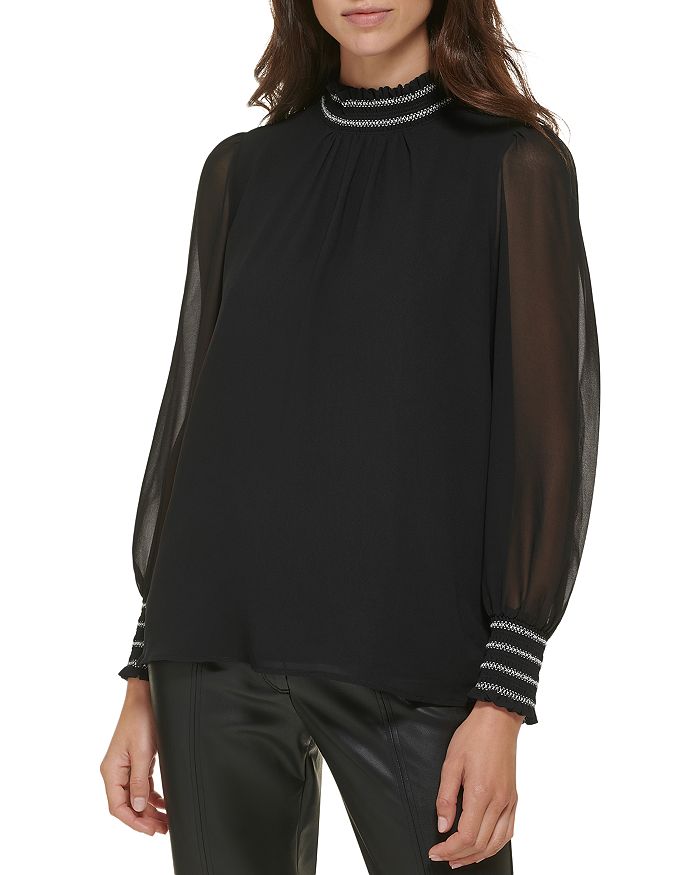 Karl Lagerfeld Paris
 Stripe Smocked Midi Dress main image 0