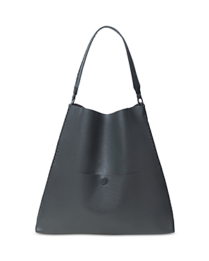 Shop Callista Slim Leather Tote In Charcoal