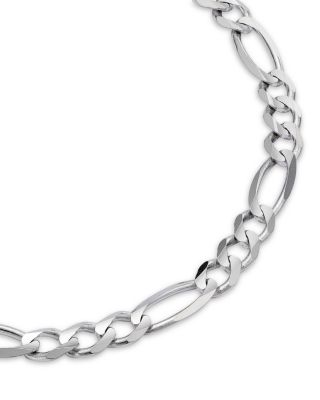 Men&#39;s Figaro Link Chain Bracelet in 14K White Gold 