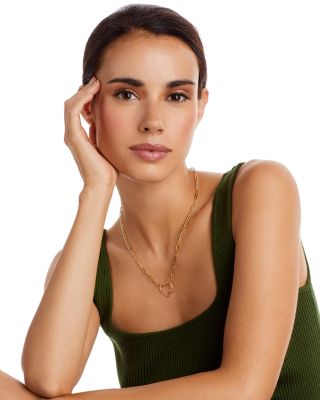 Open Heart Clasp Pendant Necklace in 14K Yellow Gold, 18"