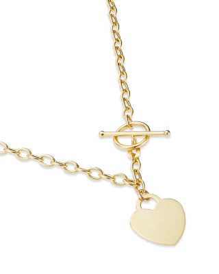 Polished Heart Toggle Necklace in 14K Yellow Gold, 17" 