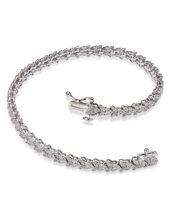 Diamond Butterfly Cluster Tennis Bracelet in 14K White Gold, 2.0 tcw