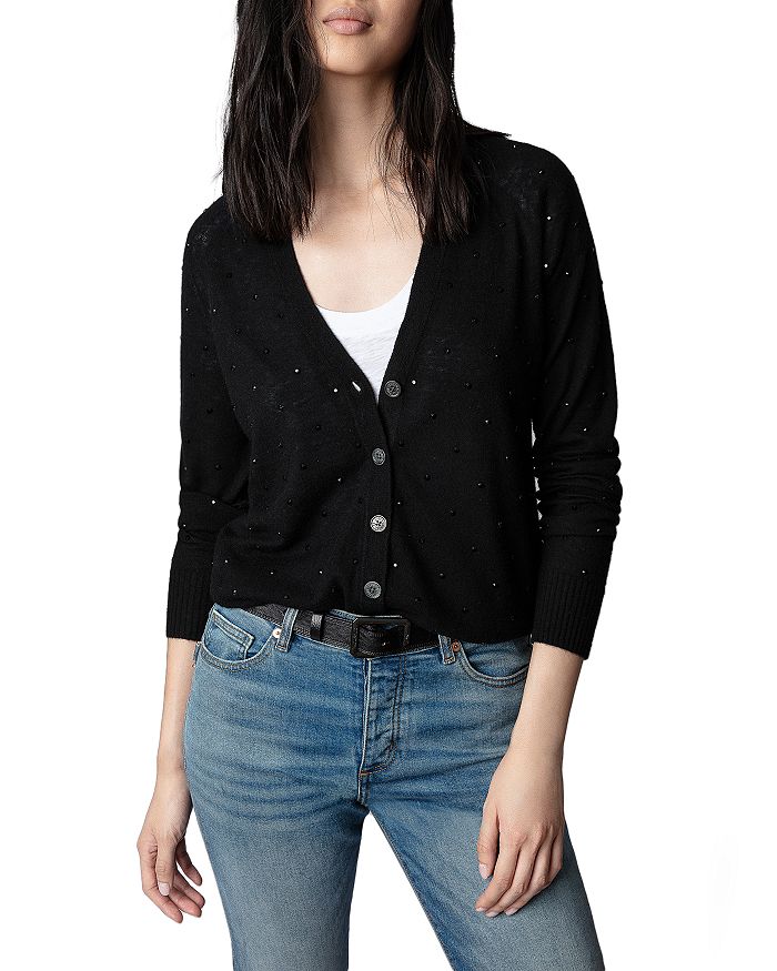 Zadig & Voltaire Jim Cashmere Crystal Studded Cardigan Bloomingdale's