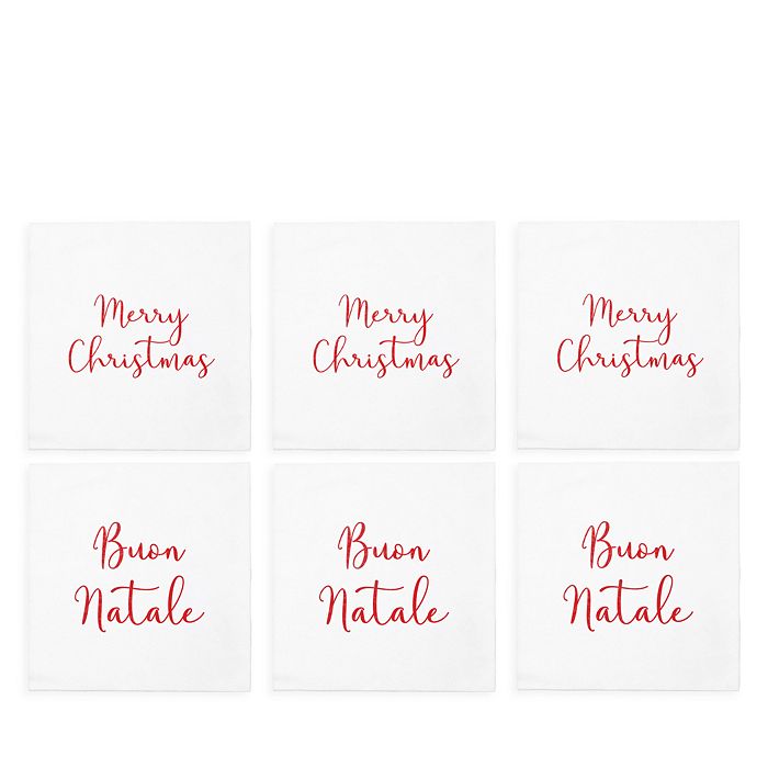 VIETRI - Papersoft Merry Christmas/Buon Natale Cocktail Napkins, Pack of 20