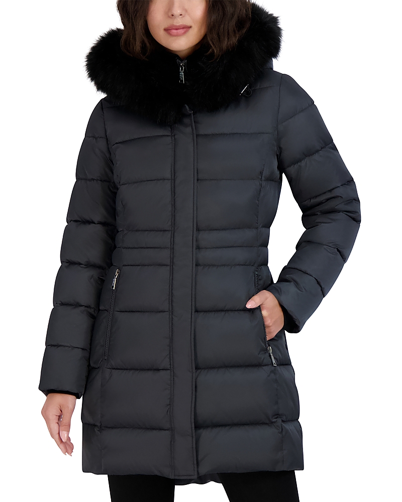 Tahari Dana Hooded Faux Fur Trim Puffer Coat
