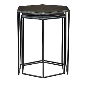 Sparrow & Wren Polygon Glass Top Accent Tables, Set Of 2 In Black