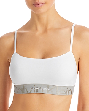 Shop Calvin Klein Embossed Icon Cotton Unlined Bralette In White