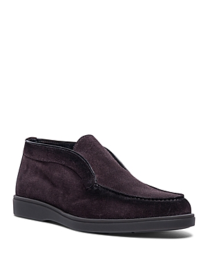 Santoni Suede Slip-on Loafers In Grey