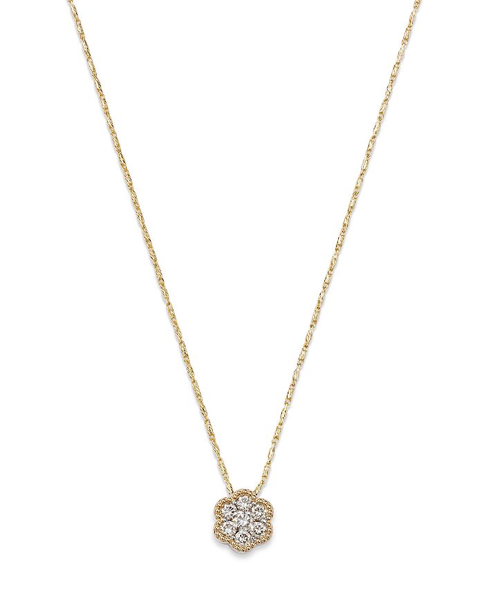 Bloomingdale's Diamond Flower Cluster Pendant Necklace in 14K Yellow ...