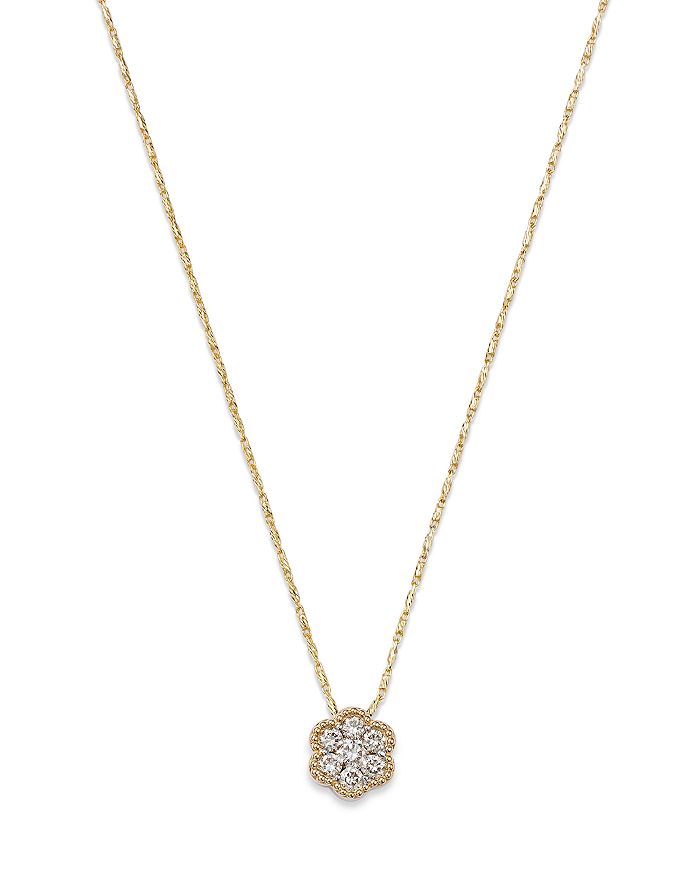 Bloomingdale's Diamond Flower Cluster Pendant Necklace in 14K Yellow Gold, 0.50 ct. t.w. 100