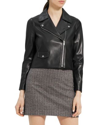 Theory Cropped Faux Leather Moto Jacket | Bloomingdale's