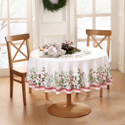 Winter Holiday Berry Fabric Tablecloth, 120&amp;quot; x 60&amp;quot;